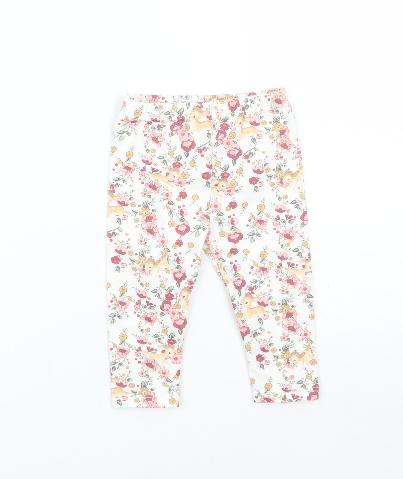 TU Girls Beige Floral  Sweatpants Trousers Size 6-9 Months