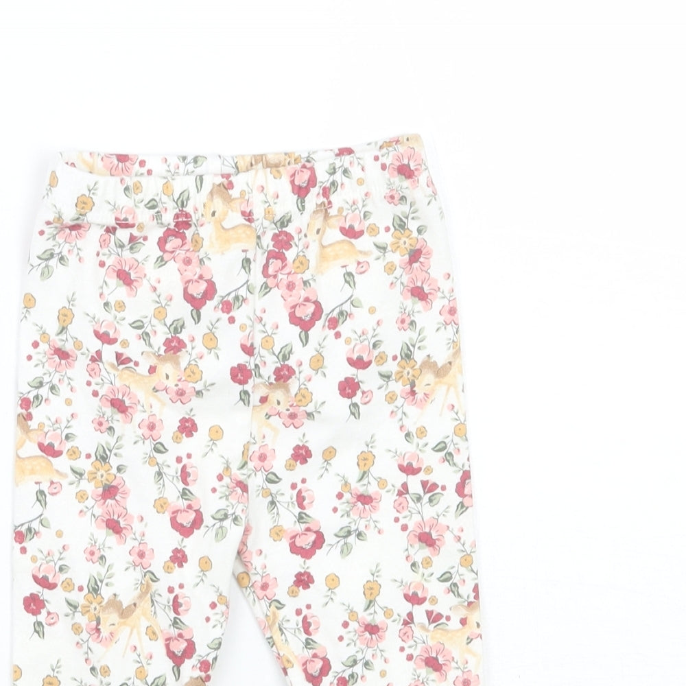 TU Girls Beige Floral  Sweatpants Trousers Size 6-9 Months