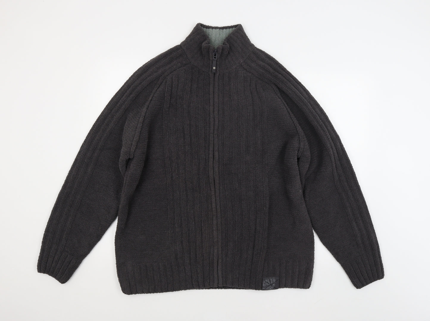NEXT Mens Grey Striped  Full Zip Jumper Size XL