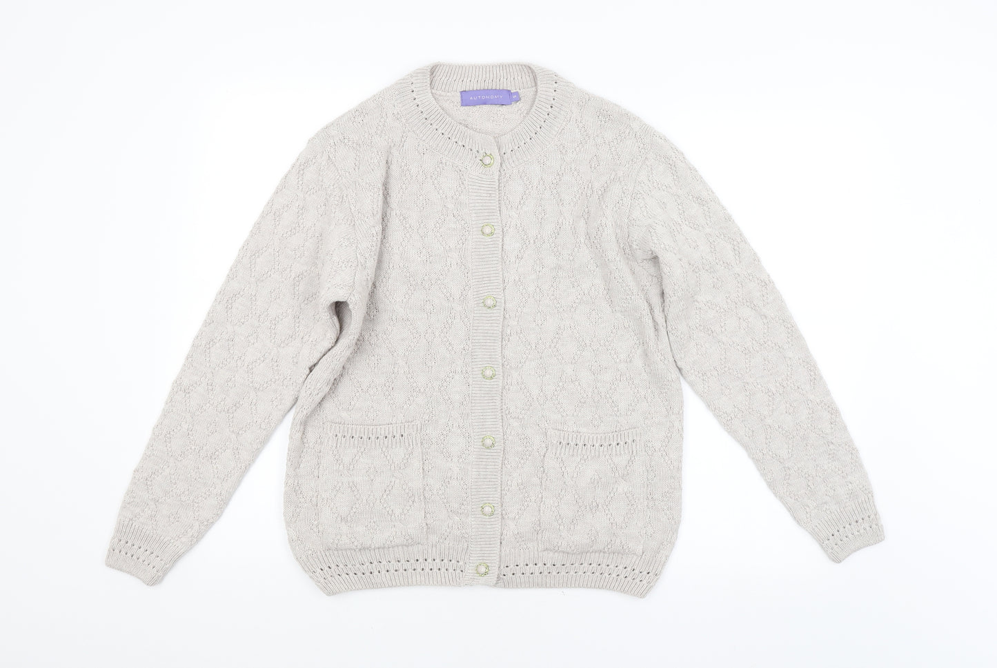 Autonomy Womens Grey Argyle/Diamond  Pullover Jumper Size S