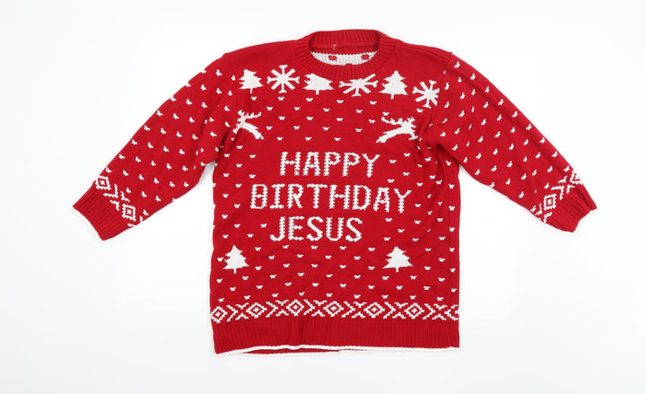 Preworn Womens Red Argyle/Diamond  Pullover Jumper   - Christmas