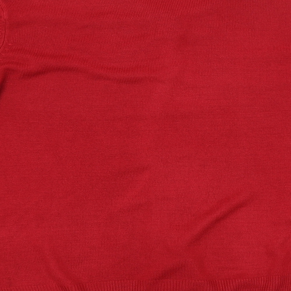 M&S Womens Red   Cardigan Jumper Size 16