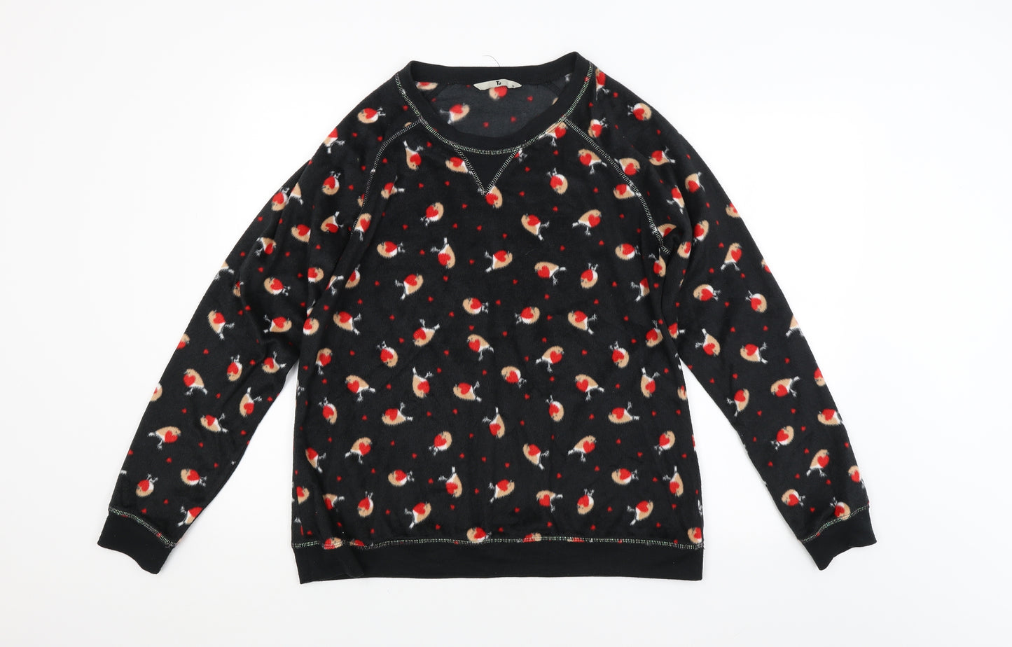 TU Womens Black Animal Print  Pullover Jumper Size 16  - Robins