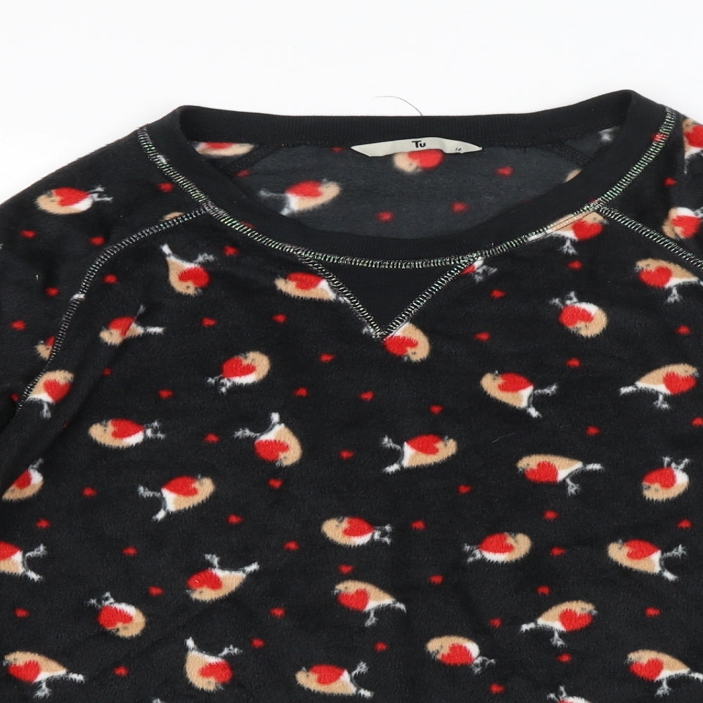 TU Womens Black Animal Print  Pullover Jumper Size 16  - Robins