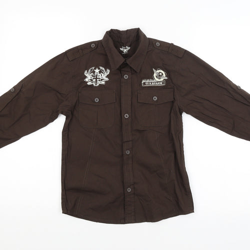 Blue Base Boys Brown   Basic Button-Up Size 6-7 Years