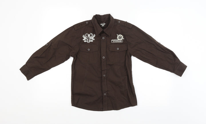 Blue Base Boys Brown   Basic Button-Up Size 6-7 Years