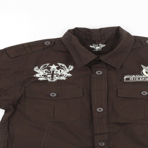 Blue Base Boys Brown   Basic Button-Up Size 6-7 Years