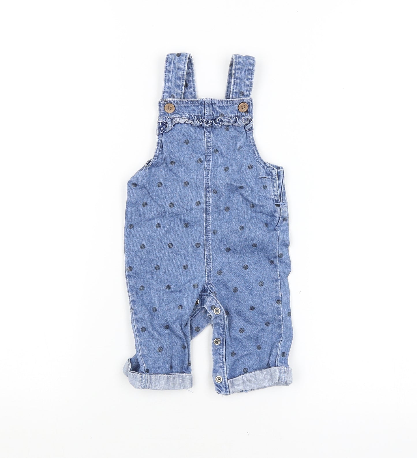 Fred & Flo Baby Blue Spotted  Dungaree One-Piece Size 3-6 Months