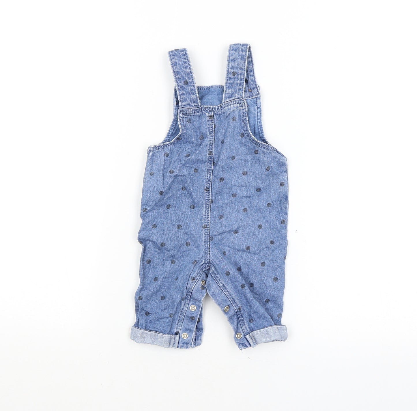 Fred & Flo Baby Blue Spotted  Dungaree One-Piece Size 3-6 Months