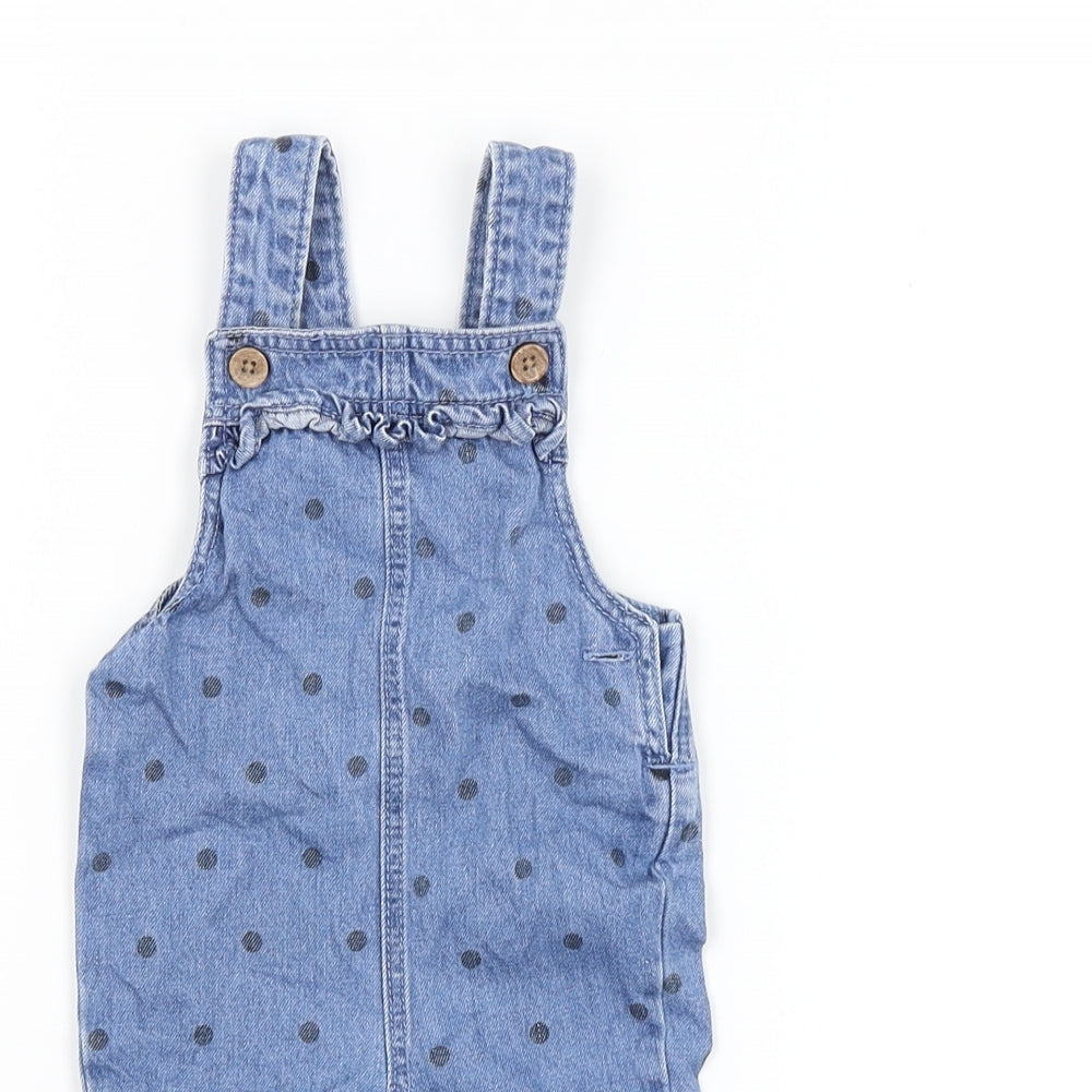 Fred & Flo Baby Blue Spotted  Dungaree One-Piece Size 3-6 Months