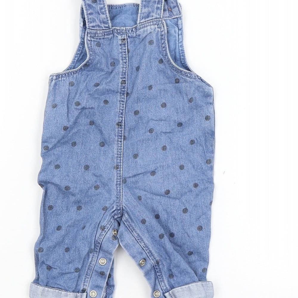 Fred & Flo Baby Blue Spotted  Dungaree One-Piece Size 3-6 Months
