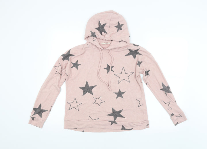 M&S Womens Pink Geometric Pullover Hoodie Size 10