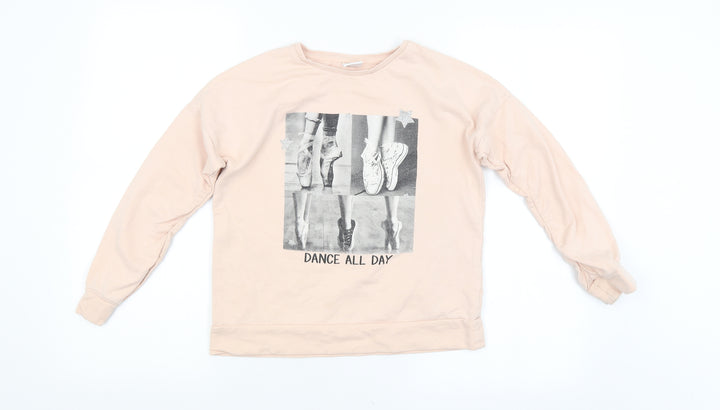 F&F Girls Pink Pullover Sweatshirt Size 10-11 Years - Dance All Day