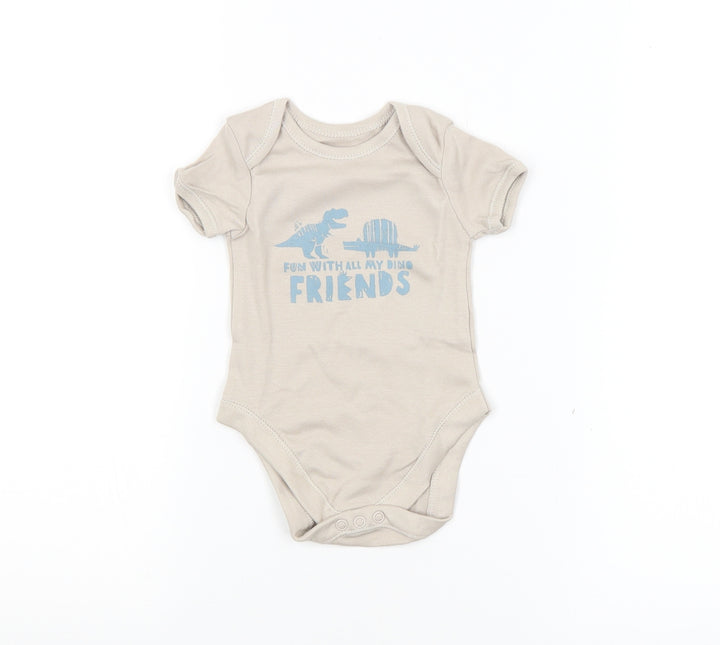 George Baby Beige Babygrow One-Piece Size 3-6 Months - Dinosaurs