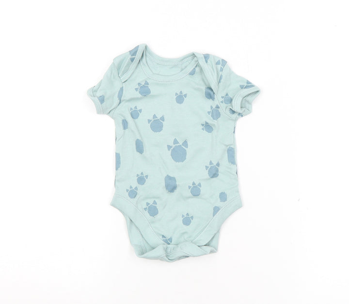 George Baby Blue Animal Print  Babygrow One-Piece Size 3-6 Months  - Dinosaur Print