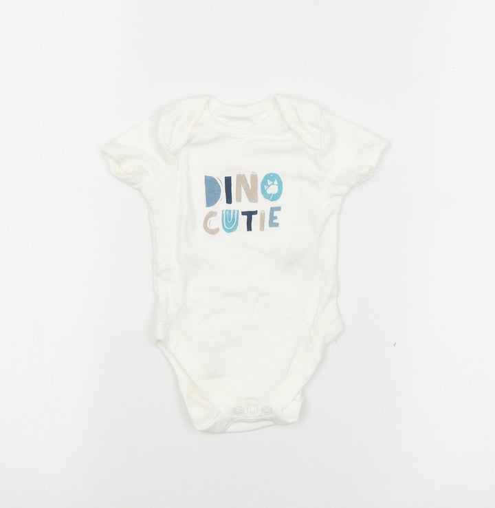George Baby White Babygrow One-Piece Size 3-6 Months - Dino Cutie