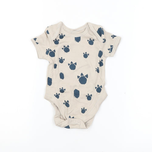George Baby Beige Animal Print  Babygrow One-Piece Size 3-6 Months  - Dinosaur Print