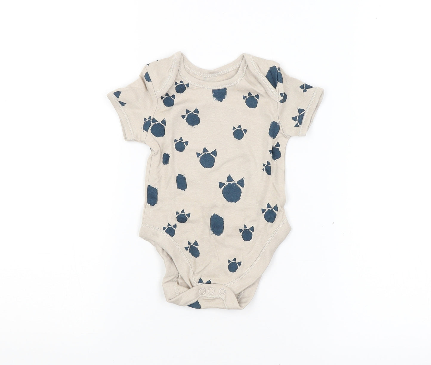 George Baby Beige Animal Print  Babygrow One-Piece Size 3-6 Months  - Dinosaur Print