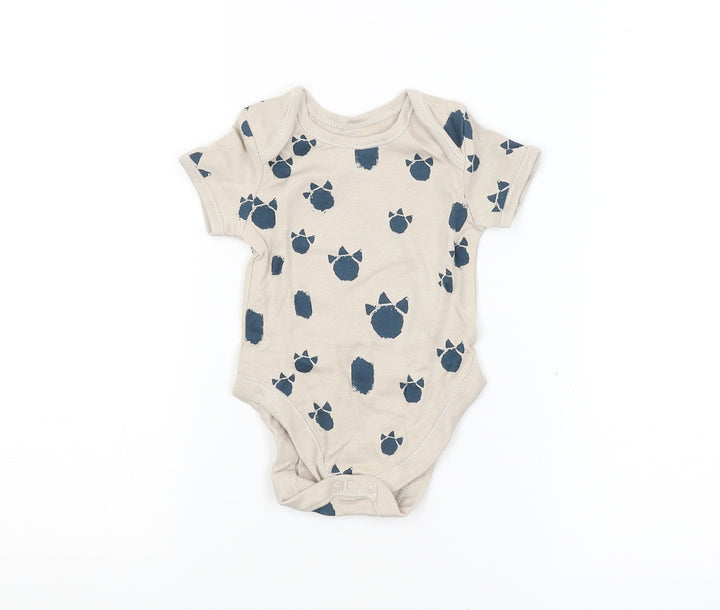 George Baby Beige Animal Print Babygrow One-Piece Size 3-6 Months - Dinosaur Print