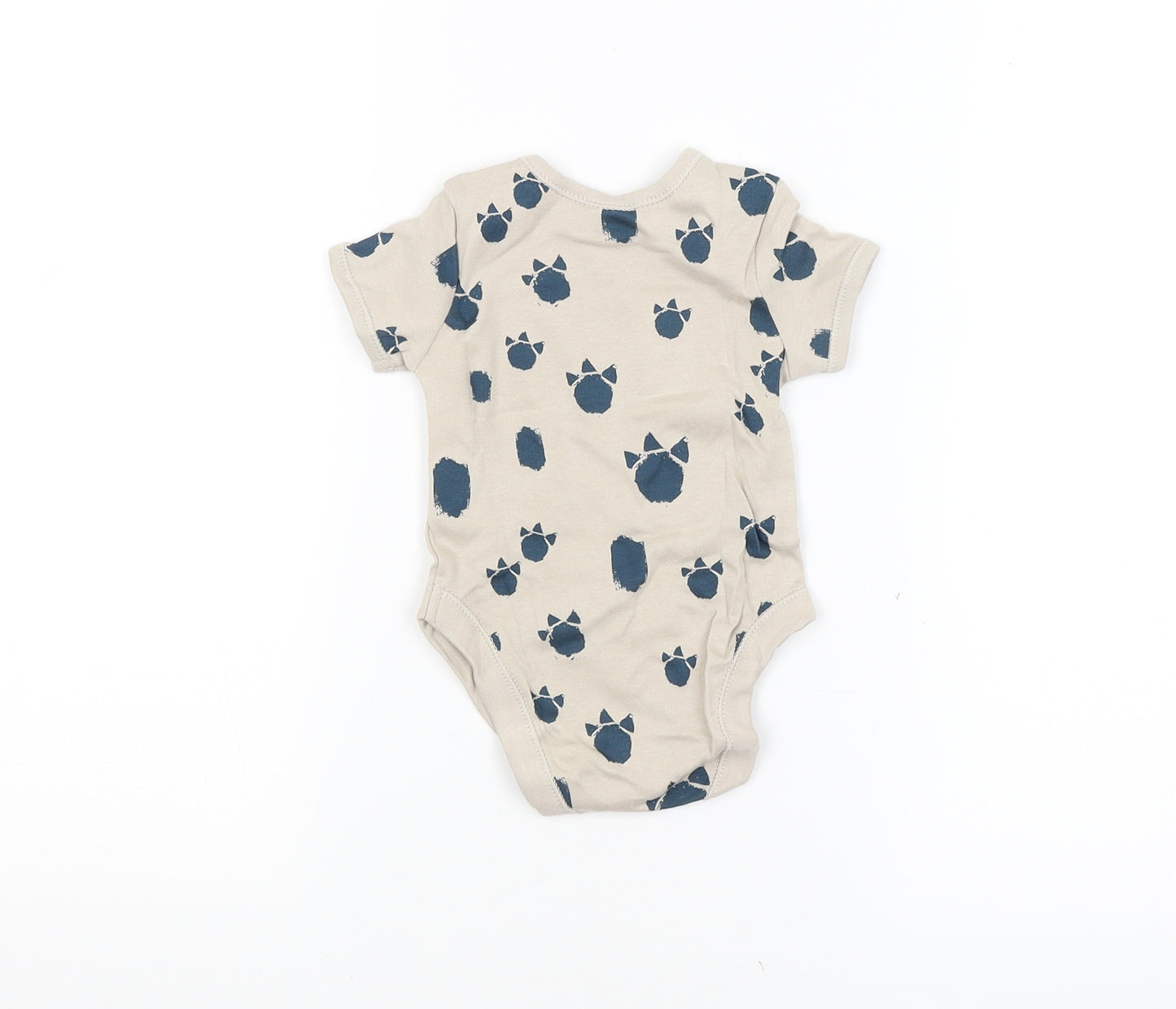 George Baby Beige Animal Print  Babygrow One-Piece Size 3-6 Months  - Dinosaur Print