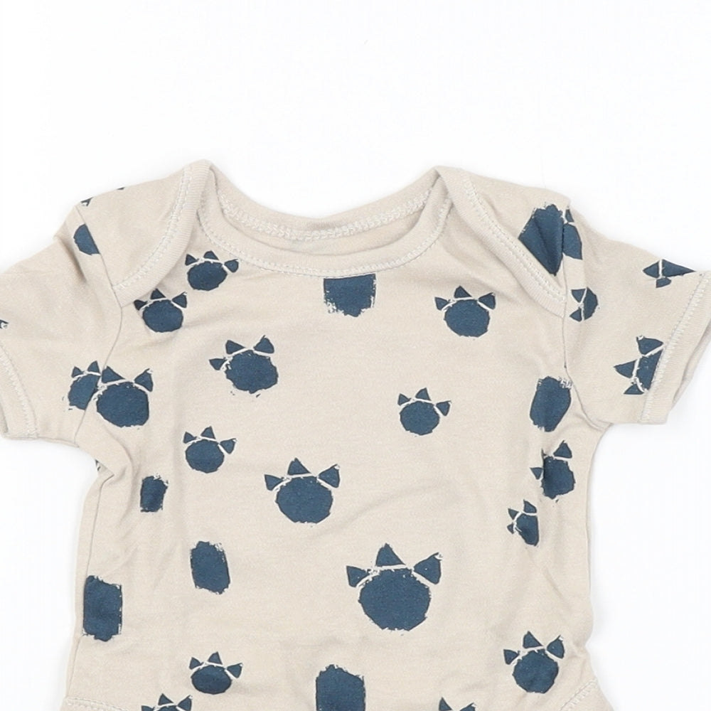 George Baby Beige Animal Print  Babygrow One-Piece Size 3-6 Months  - Dinosaur Print