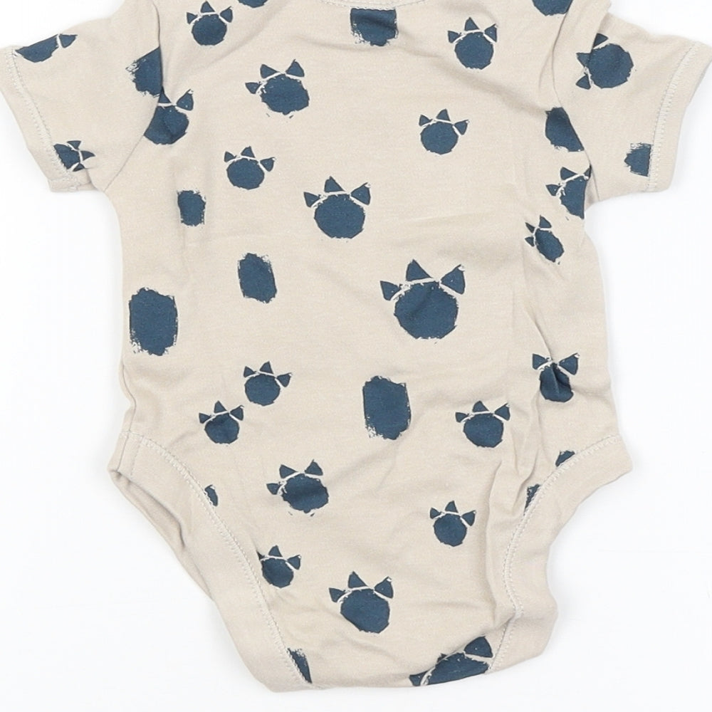 George Baby Beige Animal Print  Babygrow One-Piece Size 3-6 Months  - Dinosaur Print