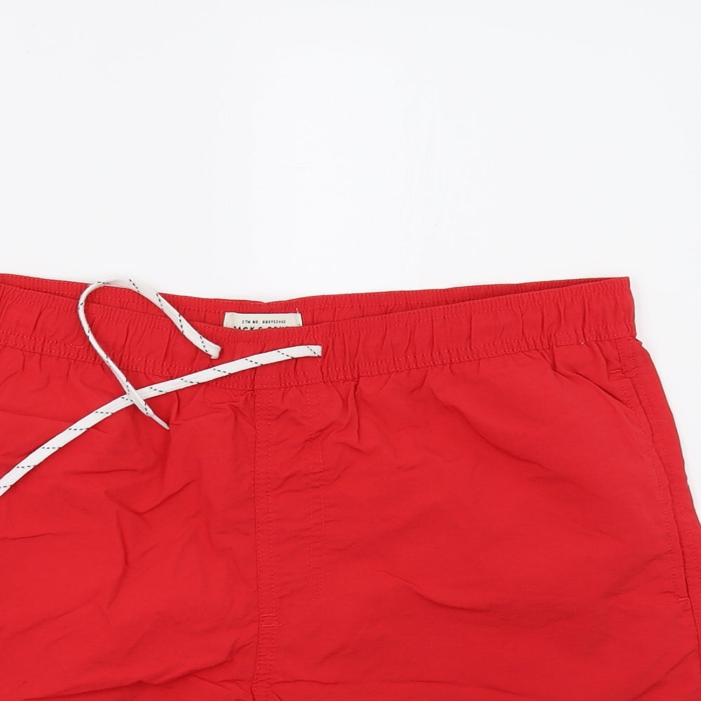 JACK & JONES Mens Red   Sweat Shorts Size L - Swim