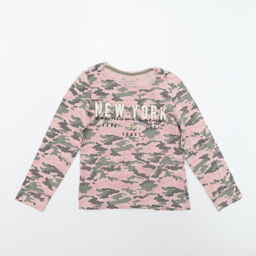 Primark Girls Pink Camouflage  Pullover T-Shirt Size 7-8 Years