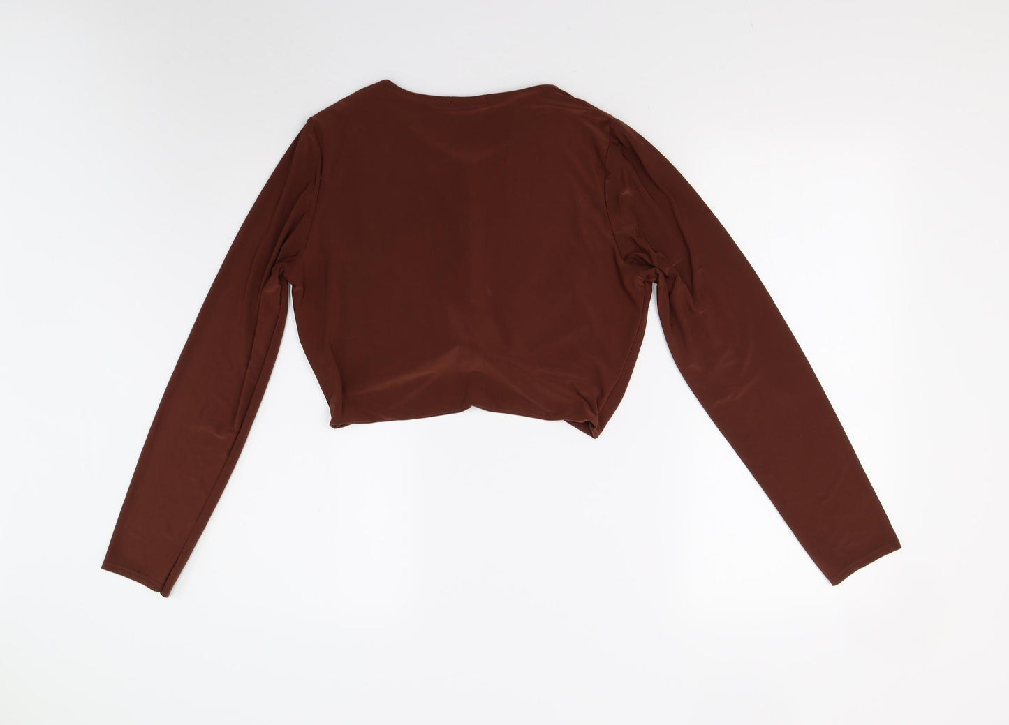 Pretty Little Thing Womens Brown   Cropped Blouse Size 16