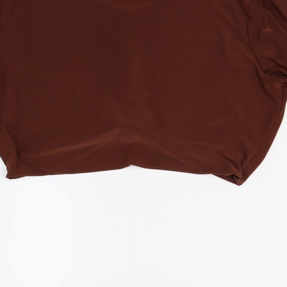 Pretty Little Thing Womens Brown   Cropped Blouse Size 16