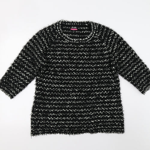Arista Womens Black Striped Knit Pullover Jumper Size 16