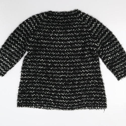 Arista Womens Black Striped Knit Pullover Jumper Size 16