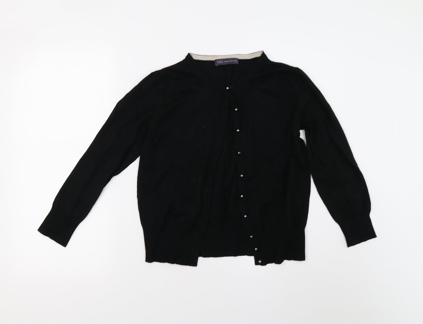 M&S Womens Black  Knit Cardigan Jumper Size 14