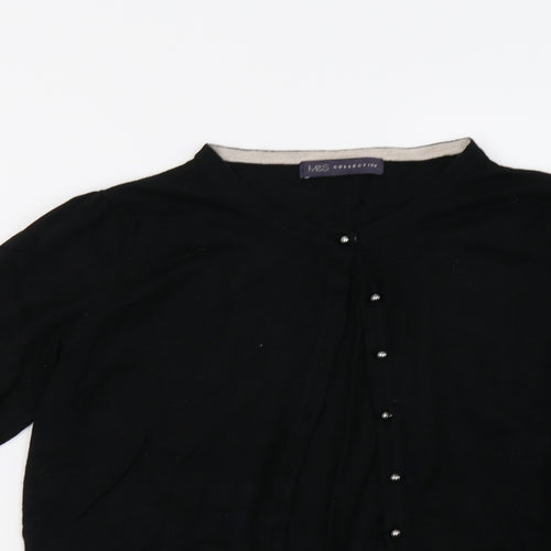 M&S Womens Black  Knit Cardigan Jumper Size 14