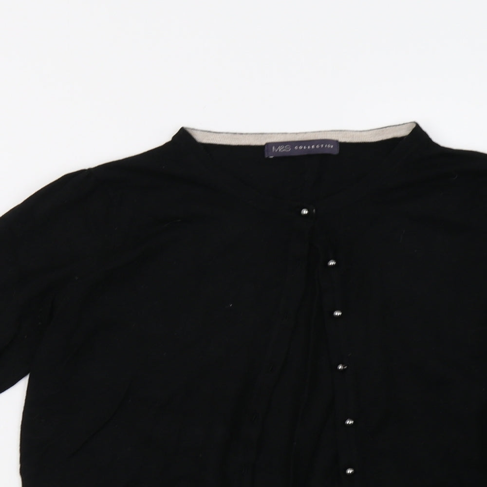 M&S Womens Black  Knit Cardigan Jumper Size 14