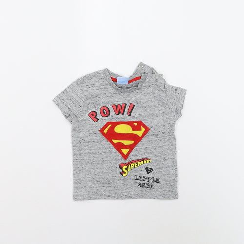 Tesco Baby Grey   Basic T-Shirt Size 12-18 Months  - Superbaby