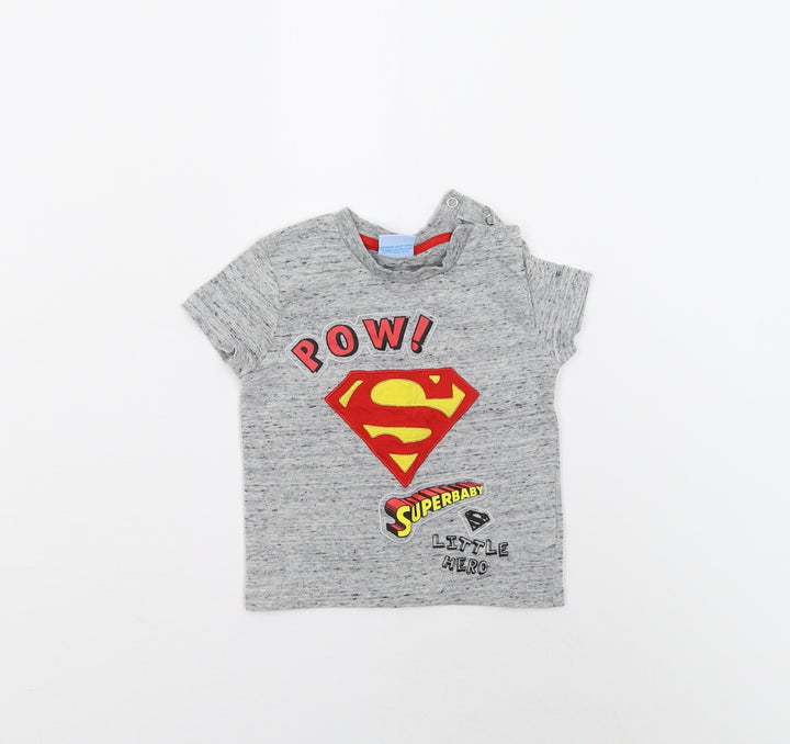 Tesco Baby Grey   Basic T-Shirt Size 12-18 Months  - Superbaby