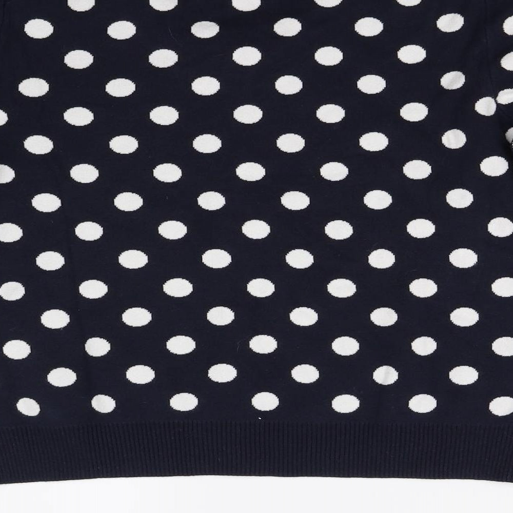 Matalan Womens Blue Polka Dot Knit Cardigan Jumper Size 14