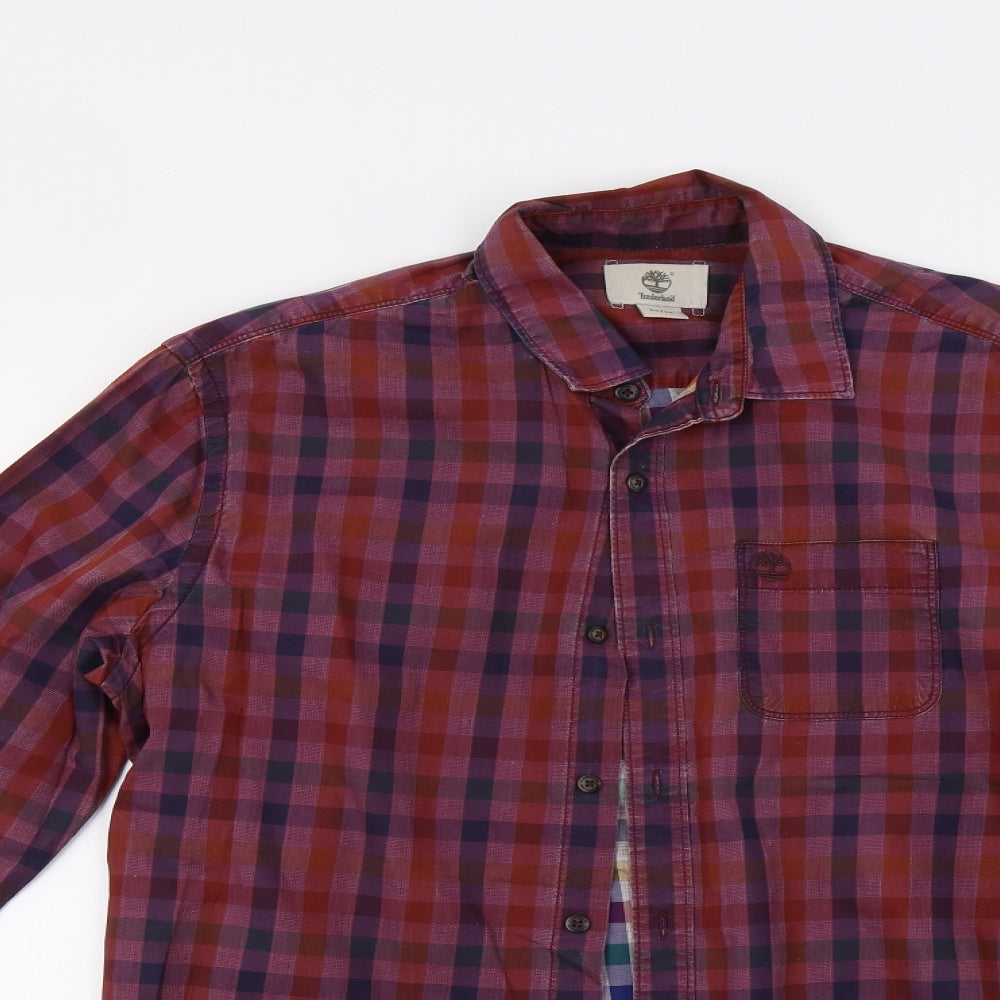 Timberland Mens Red Check   Button-Up Size M