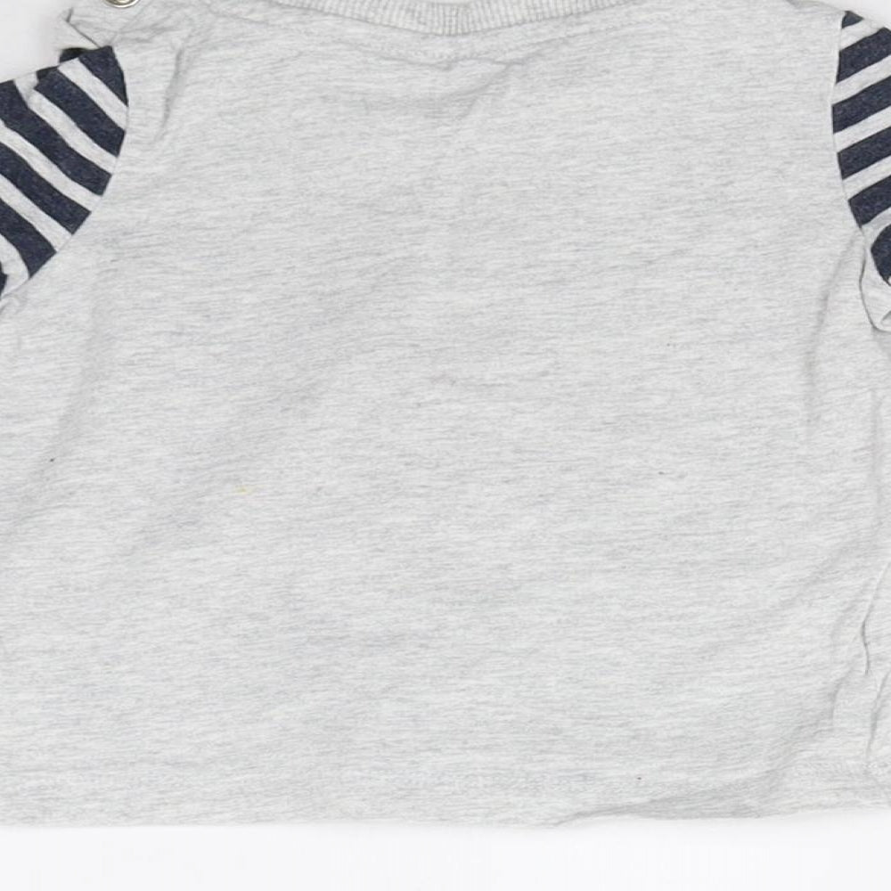 Disney Baby Grey Striped  Basic T-Shirt Size 9-12 Months  - Disney Mickey Mouse
