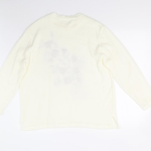 Preworn Womens Ivory Floral  Pullover Jumper Size L