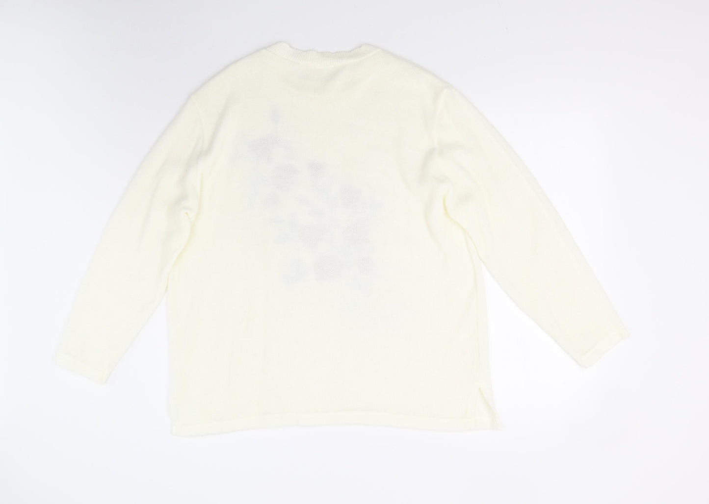 Preworn Womens Ivory Floral  Pullover Jumper Size L