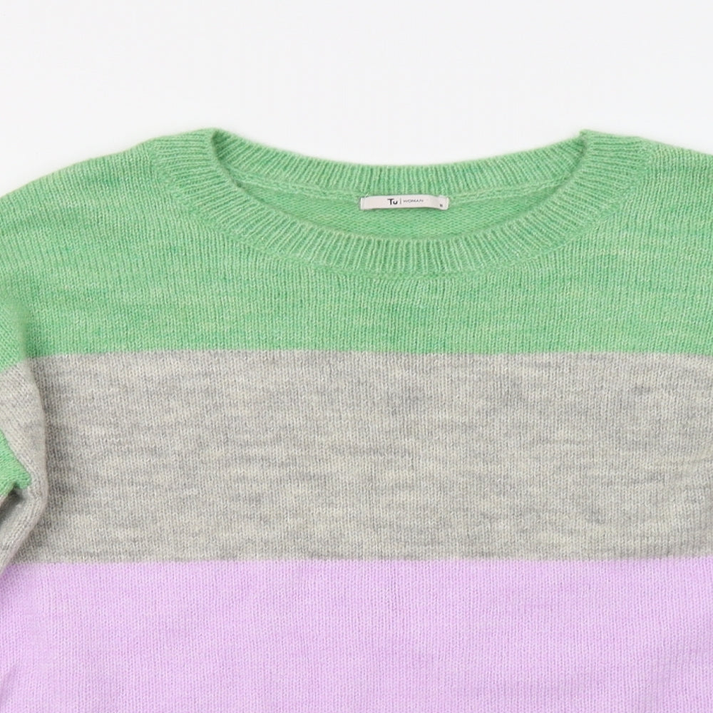 TU Womens Multicoloured Striped Knit Pullover Jumper Size 16