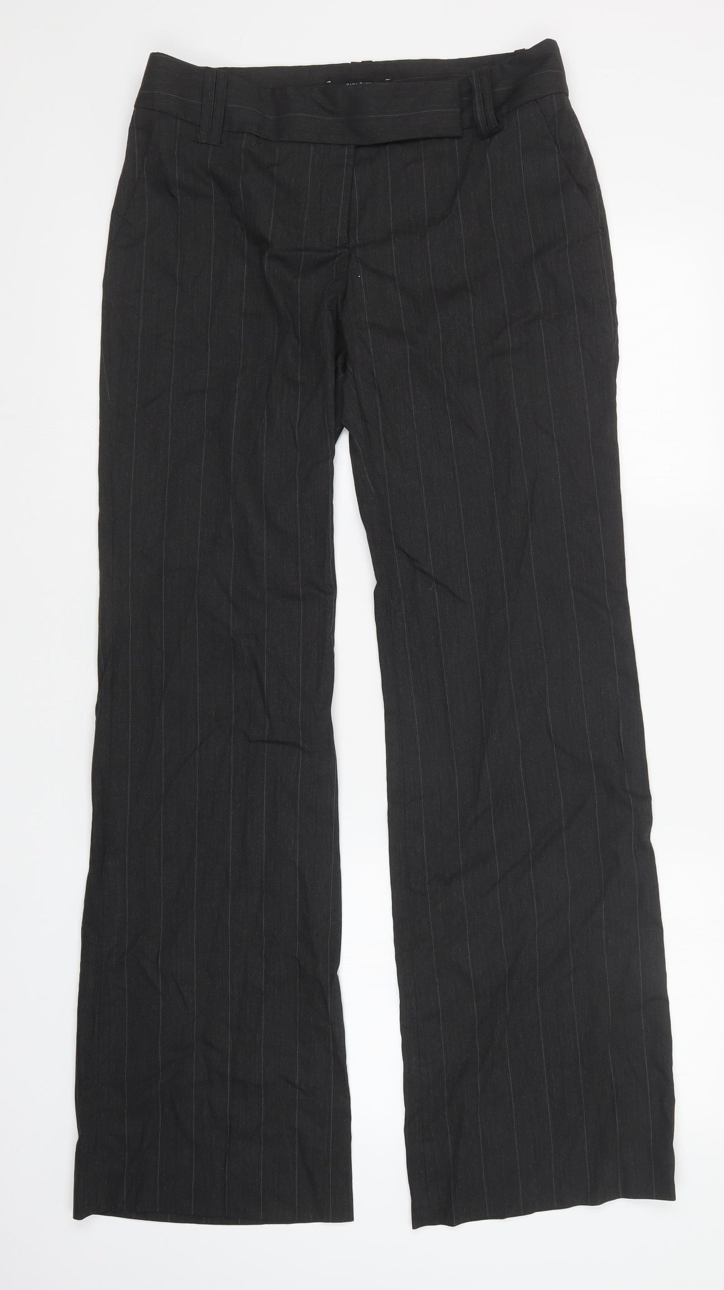 Zara Womens Grey Striped  Trousers  Size 12 L34 in
