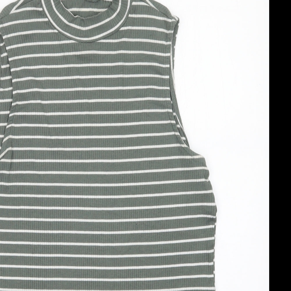 Matalan Womens Green Striped  Vest Jumper Size 18