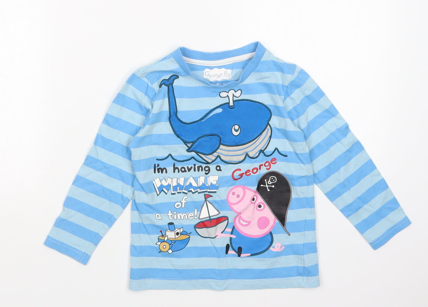 Nutmeg Boys Blue Striped  Basic T-Shirt Size 3-4 Years  - Peppa Pig
