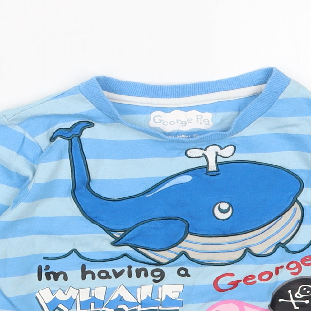 Nutmeg Boys Blue Striped  Basic T-Shirt Size 3-4 Years  - Peppa Pig