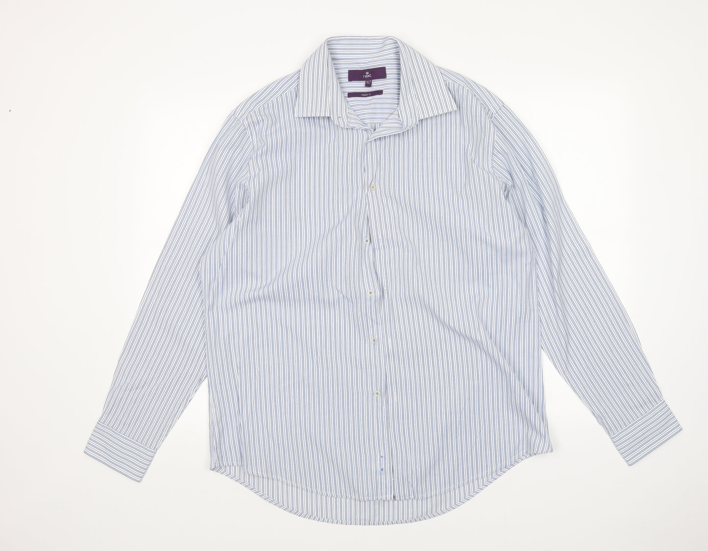 NEXT Mens Blue Pinstripe   Dress Shirt Size L
