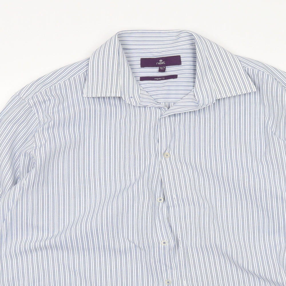 NEXT Mens Blue Pinstripe   Dress Shirt Size L