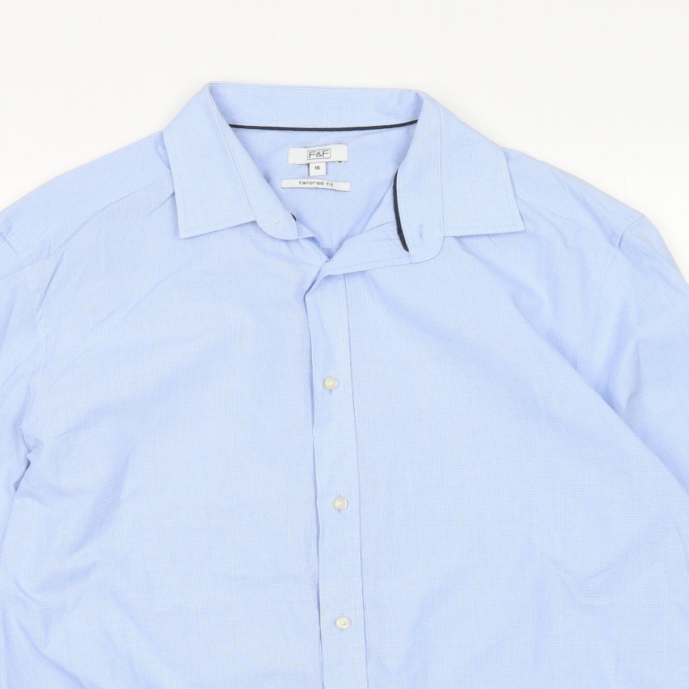 F&F Mens Blue Check   Dress Shirt Size L